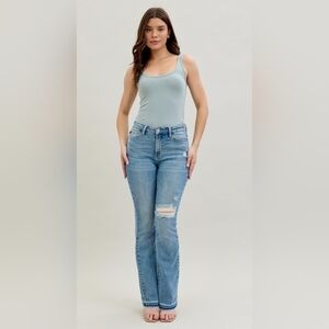 Judy Blue Mid Rise Medium Wash Released Shadow Hem Bootcut Jeans Various NEW